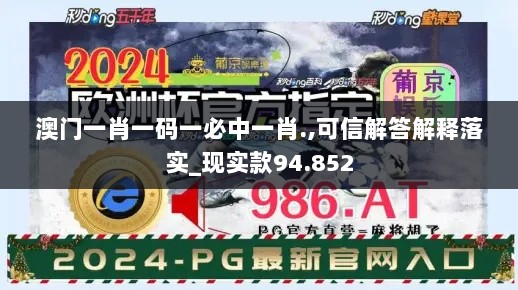 澳门一肖一码一必中一肖.,可信解答解释落实_现实款94.852