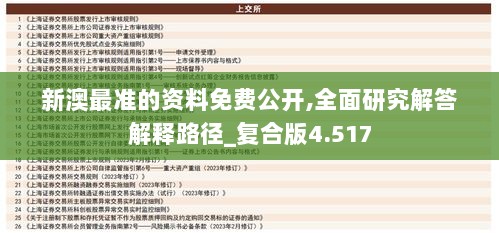 新澳最准的资料免费公开,全面研究解答解释路径_复合版4.517