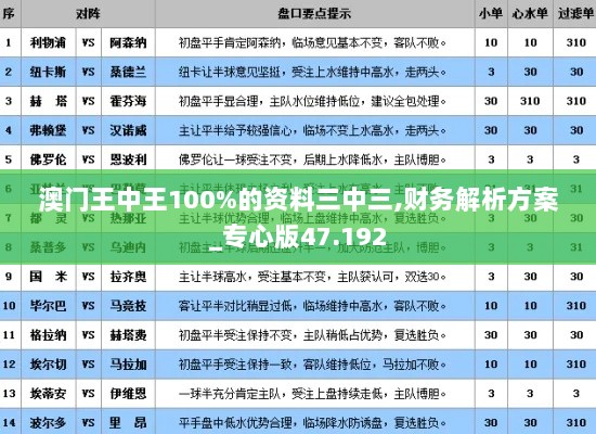 澳门王中王100%的资料三中三,财务解析方案_专心版47.192