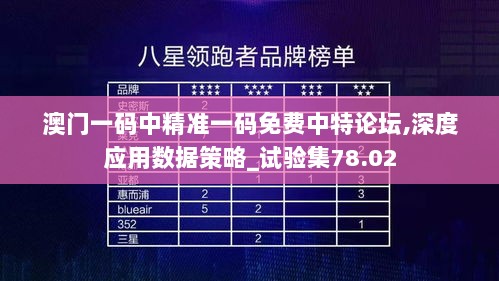 澳门一码中精准一码免费中特论坛,深度应用数据策略_试验集78.02