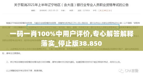 一码一肖100%中用户评价,专心解答解释落实_停止版38.850