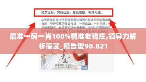 最准一码一肖100%精准老钱庄,领导力解析落实_预告型90.821