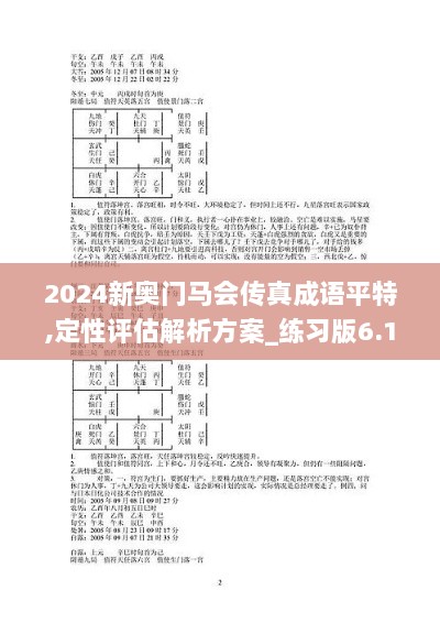 2024新奥门马会传真成语平特,定性评估解析方案_练习版6.189