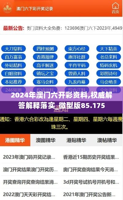 2024年澳门六开彩资料,权威解答解释落实_微型版85.175