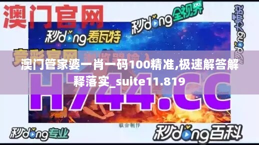 澳门管家婆一肖一码100精准,极速解答解释落实_suite11.819