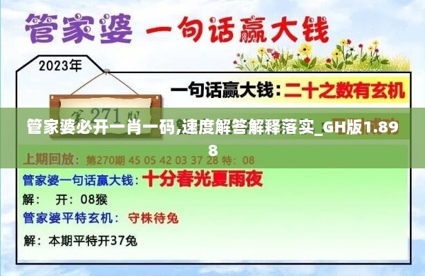 管家婆必开一肖一码,速度解答解释落实_GH版1.898