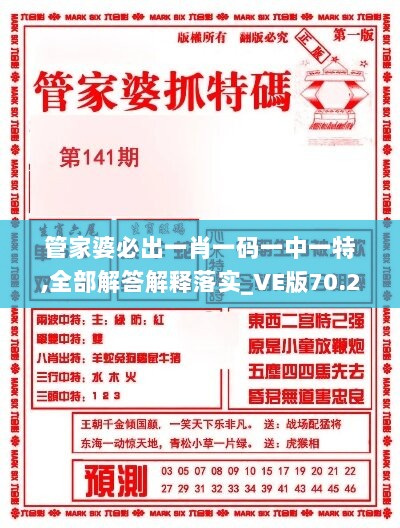 管家婆必出一肖一码一中一特,全部解答解释落实_VE版70.215