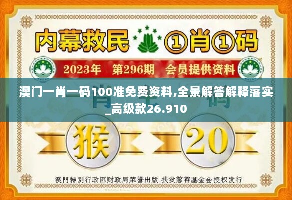 澳门一肖一码100准免费资料,全景解答解释落实_高级款26.910