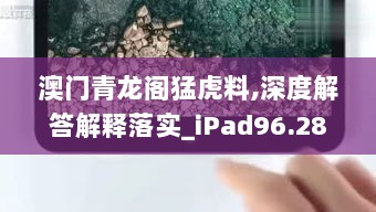 澳门青龙阁猛虎料,深度解答解释落实_iPad96.289