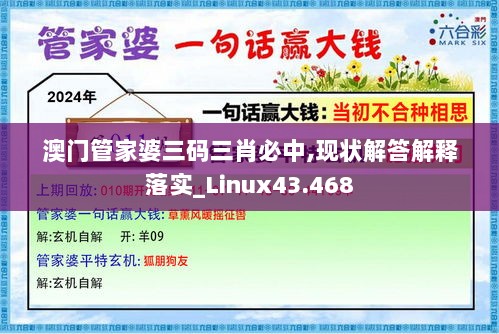 澳门管家婆三码三肖必中,现状解答解释落实_Linux43.468