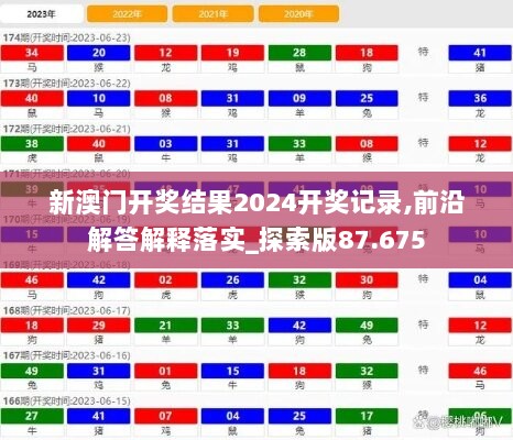 新澳门开奖结果2024开奖记录,前沿解答解释落实_探索版87.675