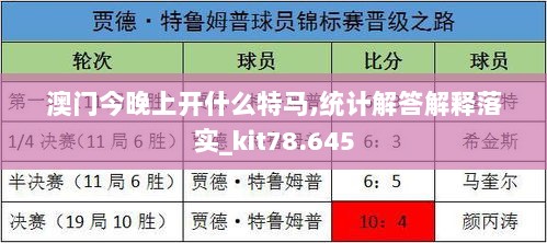 澳门今晚上开什么特马,统计解答解释落实_kit78.645