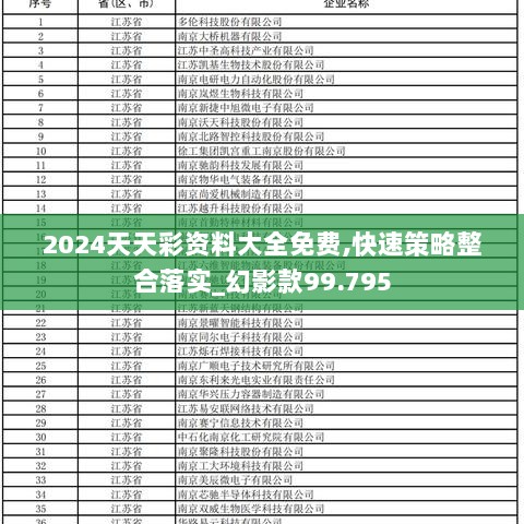 2024天天彩资料大全免费,快速策略整合落实_幻影款99.795