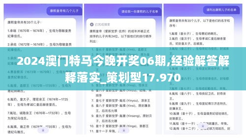 2024澳门特马今晚开奖06期,经验解答解释落实_策划型17.970