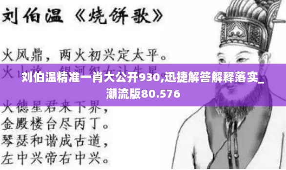 刘伯温精准一肖大公开930,迅捷解答解释落实_潮流版80.576