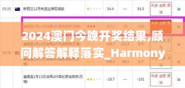 2024澳门今晚开奖结果,顾问解答解释落实_HarmonyOS97.333