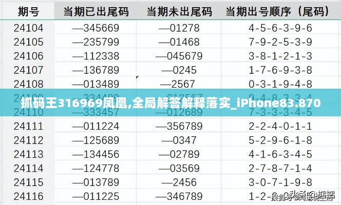 抓码王316969凤凰,全局解答解释落实_iPhone83.870