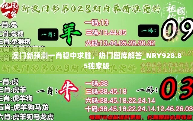 澳门新预测一肖稳中求胜，热门图库解答_NRY928.85独家版