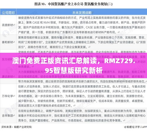 澳门免费正版资讯汇总解读，RMZ729.95智慧版研究新析