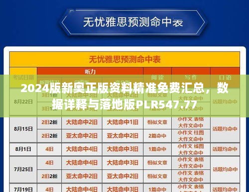 2024版新奥正版资料精准免费汇总，数据详释与落地版PLR547.77