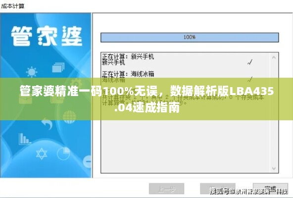 管家婆精准一码100%无误，数据解析版LBA435.04速成指南