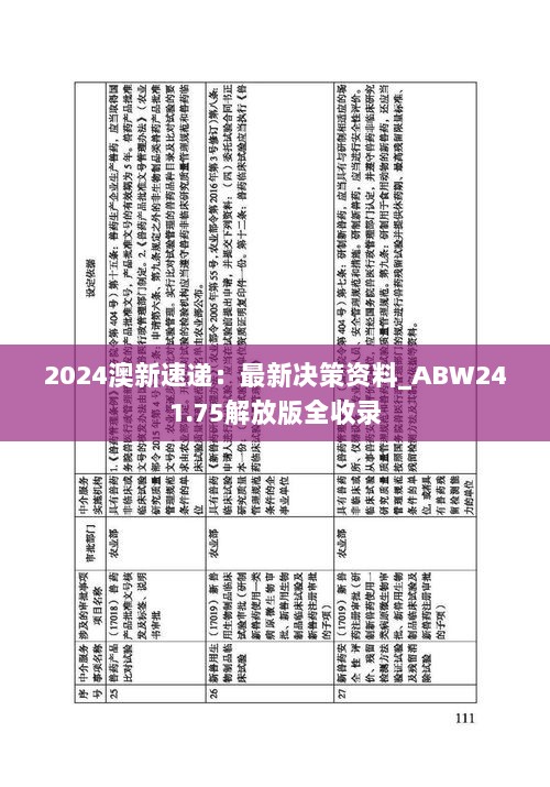 2024澳新速递：最新决策资料_ABW241.75解放版全收录