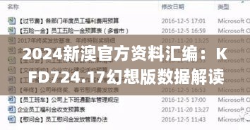 2024新澳官方资料汇编：KFD724.17幻想版数据解读