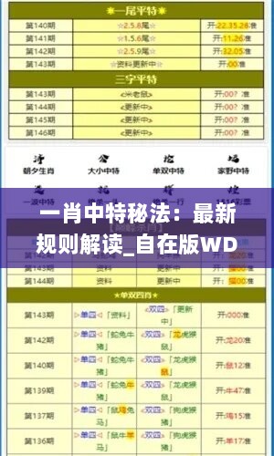 一肖中特秘法：最新规则解读_自在版WDZ406.51