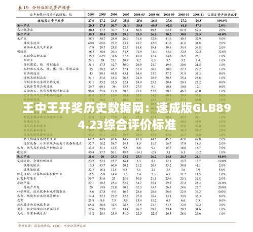 王中王开奖历史数据网：速成版GLB894.23综合评价标准