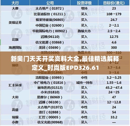 新奥门天天开奖资料大全,最佳精选解释定义_时尚版EPD326.61