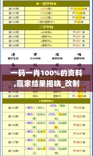 一码一肖100%的资料,赢家结果揭晓_改制版WQZ4.29