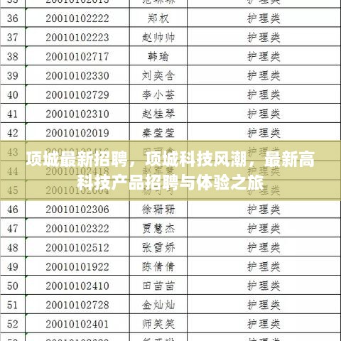 项城科技风潮，最新招聘与高科技产品体验之旅