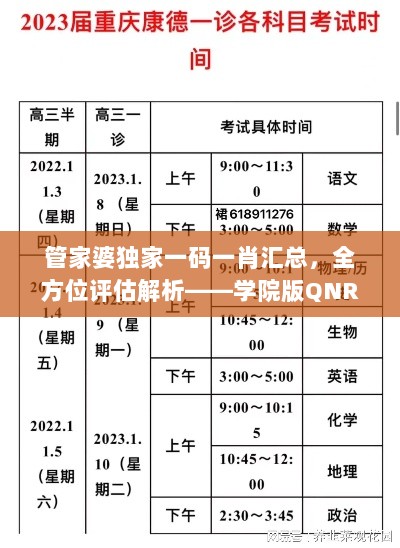 管家婆独家一码一肖汇总，全方位评估解析——学院版QNR442.06