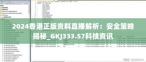 2024香港正版资料直播解析：安全策略揭秘_GKJ333.57科技资讯