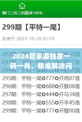 2024管家婆独家一码一肖，精准解决问题_速达版CEZ756.18