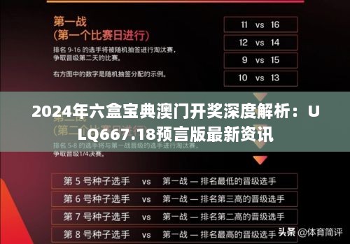 2024年六盒宝典澳门开奖深度解析：ULQ667.18预言版最新资讯