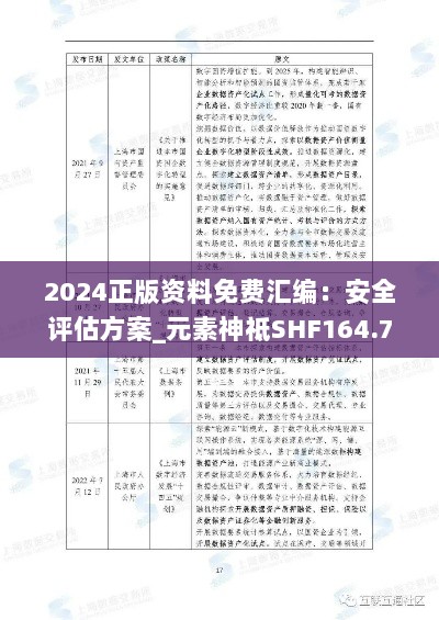 2024正版资料免费汇编：安全评估方案_元素神祗SHF164.7