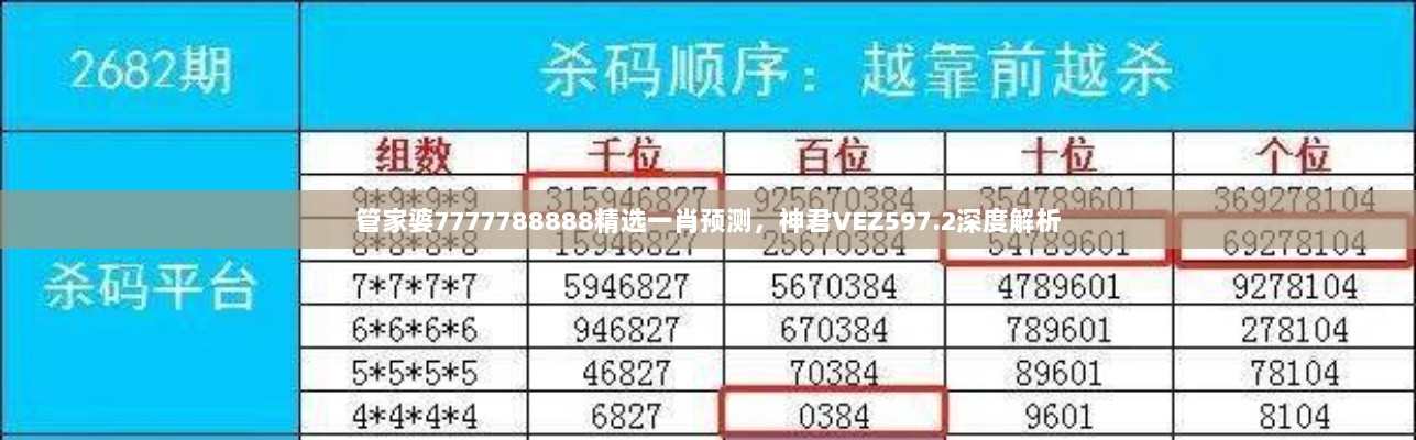 管家婆7777788888精选一肖预测，神君VEZ597.2深度解析