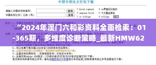 “2024年澳门六和彩资料全面检索：01-365期，多维度诊断策略_最新HMW62.898高效版”