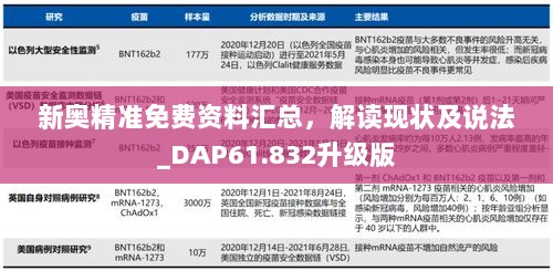 新奥精准免费资料汇总，解读现状及说法_DAP61.832升级版