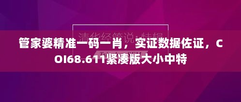 管家婆精准一码一肖，实证数据佐证，COI68.611紧凑版大小中特