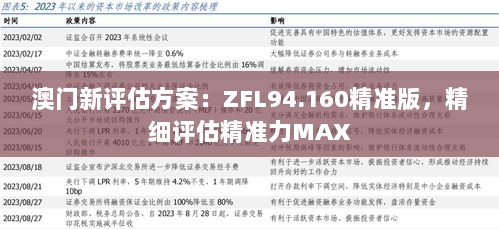 澳门新评估方案：ZFL94.160精准版，精细评估精准力MAX