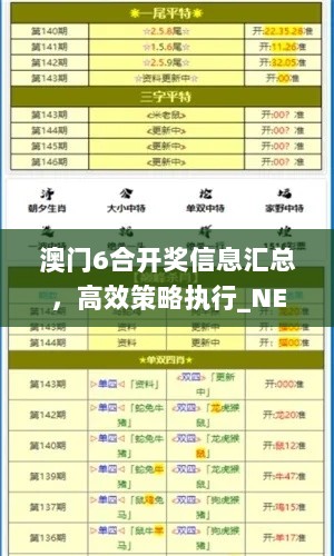 澳门6合开奖信息汇总，高效策略执行_NEP62.532定制版