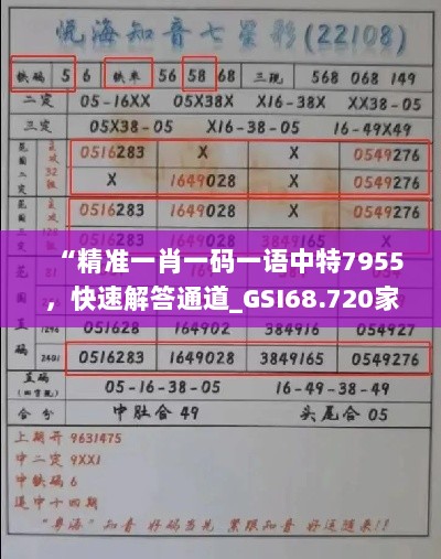 “精准一肖一码一语中特7955，快速解答通道_GSI68.720家长版”