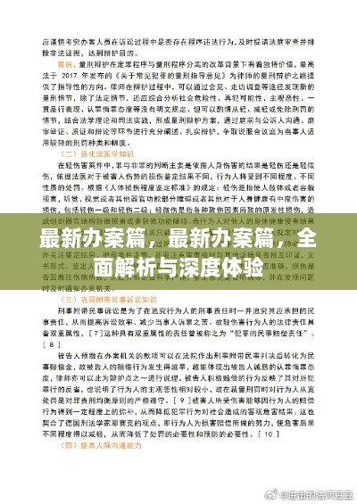 最新办案篇，全面解析与深度体验的办案之旅