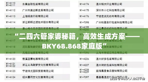 “二四六管家婆秘籍，高效生成方案——BKY68.868家庭版”