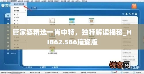 管家婆精选一肖中特，独特解读揭秘_HIB62.586璀璨版