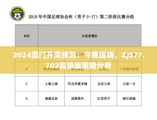 2024澳门开奖预测：今晚揭晓，ZJS77.702高级版策略分析