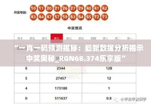 “一肖一码预测揭秘：最新数据分析揭示中奖奥秘_RGN68.374乐享版”