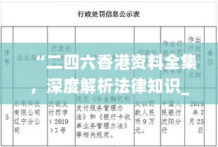 “二四六香港资料全集，深度解析法律知识_LKX28.665预测版”